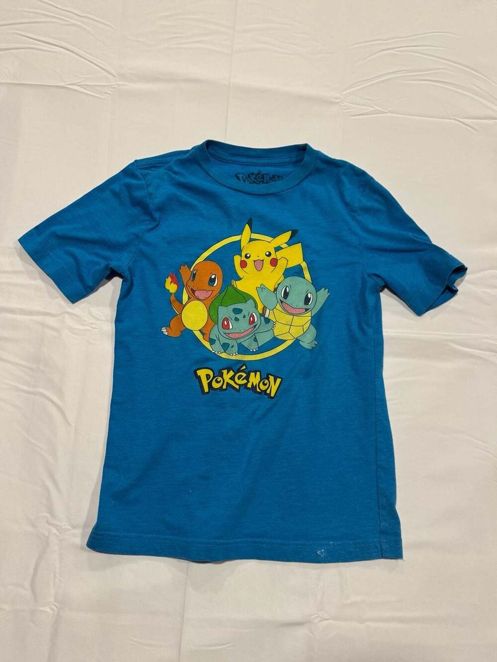 2017 Pokemon Kids First Gen Starters Circle Graphic T-Shirt Blue Size M